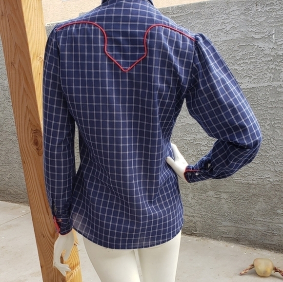 70s Vintage Kenny Rogers‎ Western Plaid Snap Button Shirt - Picture 6 of 8